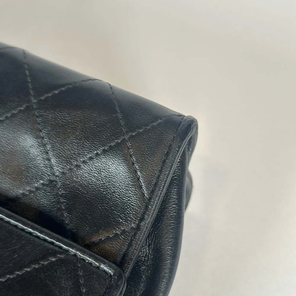 Authentic CHANEL Black Quilted Leather Crossbody Vintage